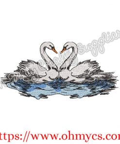 Sketch Swans Embroidery Design
