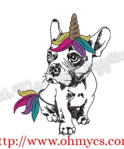 Sketch Unicorn Puppy Embroidery Design