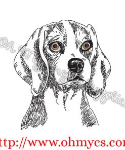Sketch Beagle Embroidery Design
