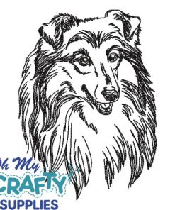 Sketch Collie Embroidery Design