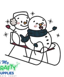 Sleigh Ride Snow Couple Embroidery Design