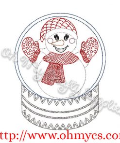 Snowman in Snow Globe Embroidery Design