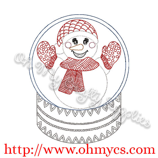 Snowman in Snow Globe Embroidery Design