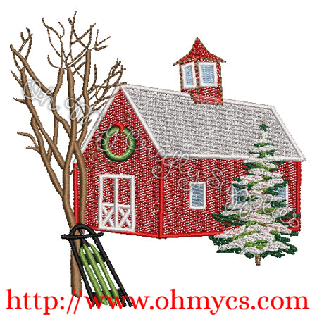 A Christmas Church Embroidery Design