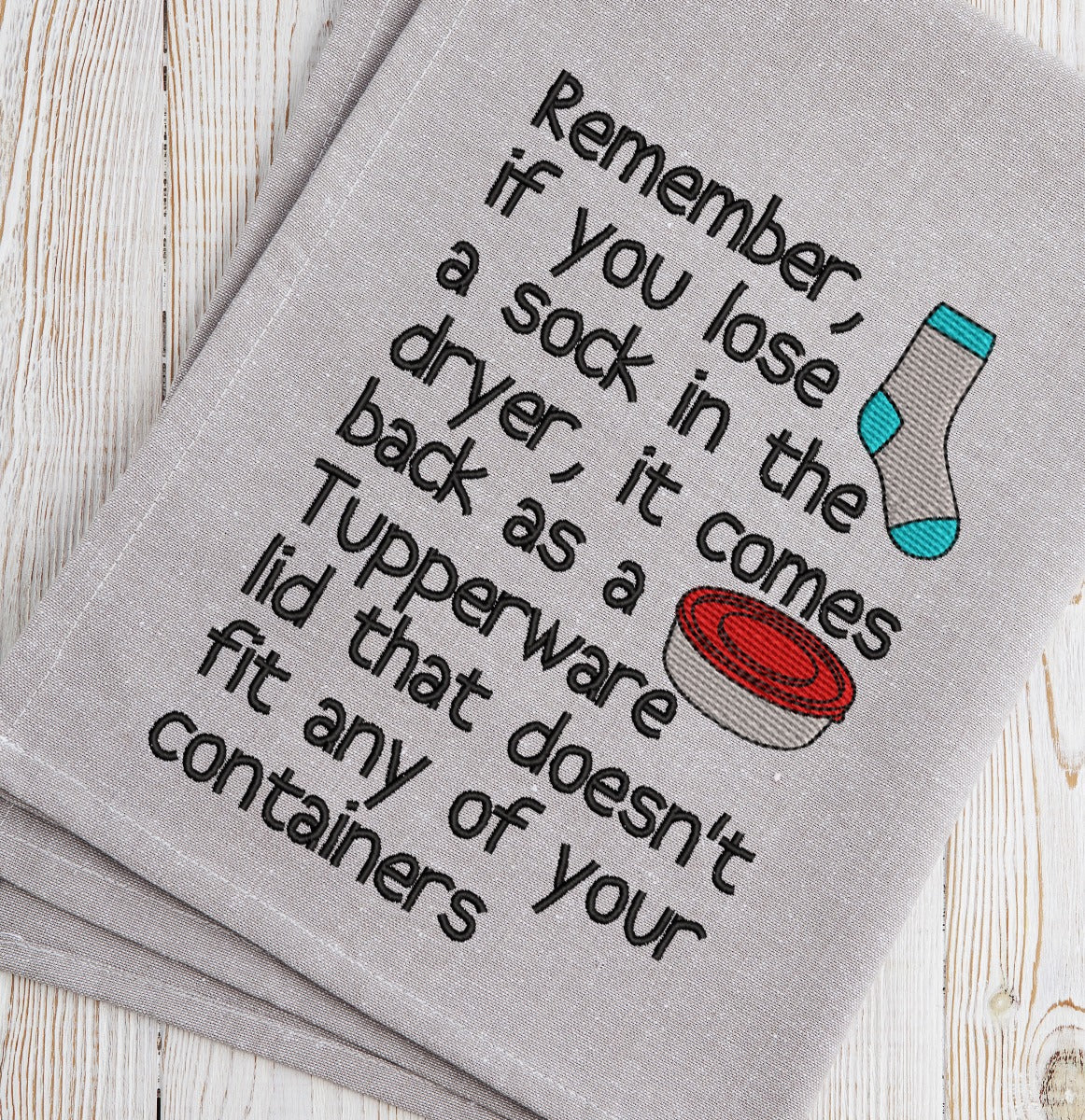 Sock and Tupperware Embroidery Design