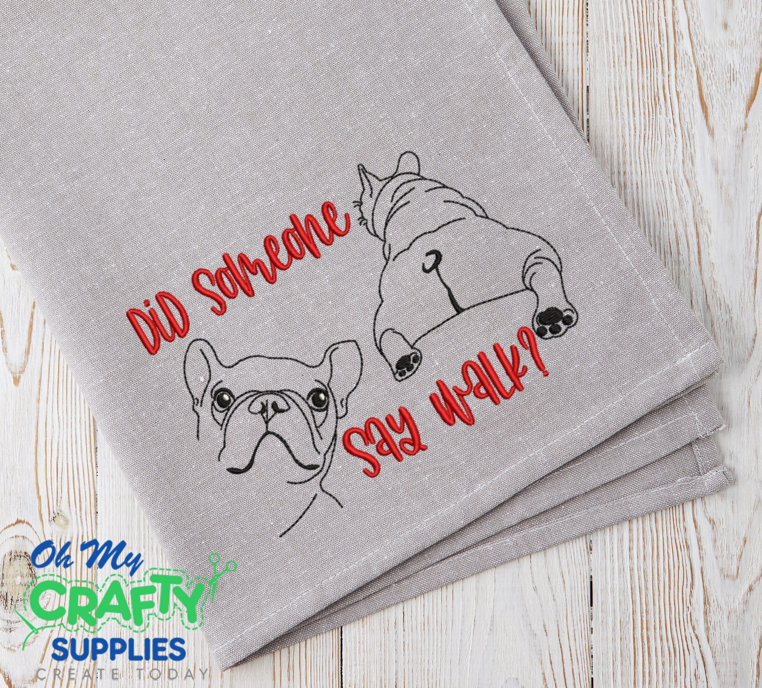 Did someone say walk? Pug Dog Embroidery Design
