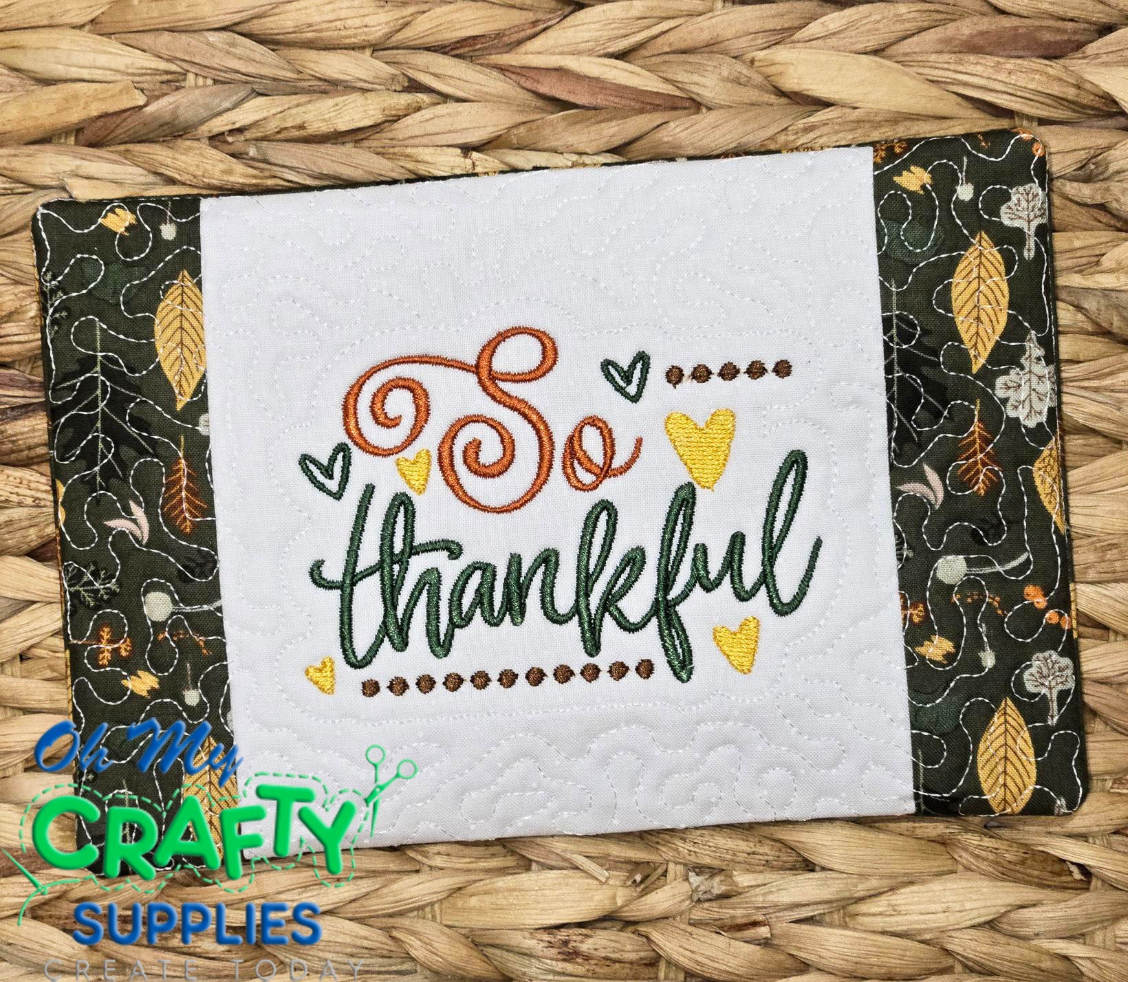 So Thankful Mug Rug Embroidery Design (MRP)