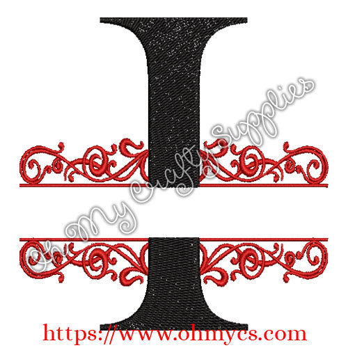 I Split Letter Embroidery Design