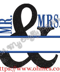 Split Mr. & Mrs. Embroidery Design