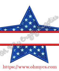 Split Star Applique Embroidery Design