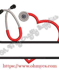 Split Stethoscope Embroidery Design