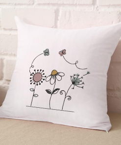 Springtime Flower Sketch With Color Embroidery Design