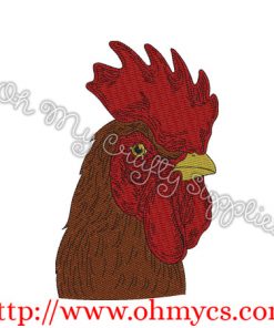 SS Rooster Head Embroidery Design
