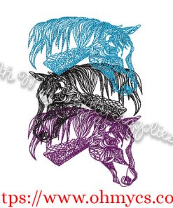 Stacked Horse Embroidery Design