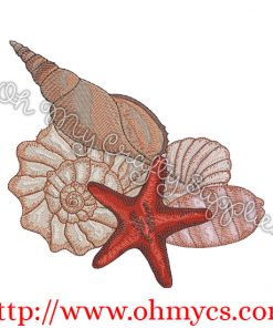Starfish and Shells Embroidery Design