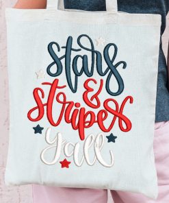 Stars and Stripes Y'all Embroidery Design