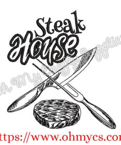 Steak House Sketch Embroidery Design