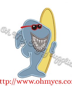 Surfer Shark Applique Design