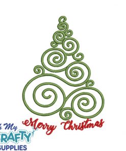 Swirl Christmas Tree Embroidery Design