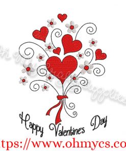 Swirly Valentine's Day Heart Embroidery Design