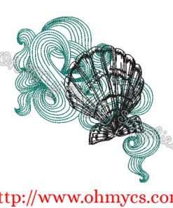 Swirly Sea Shells Sketch Embroidery Design