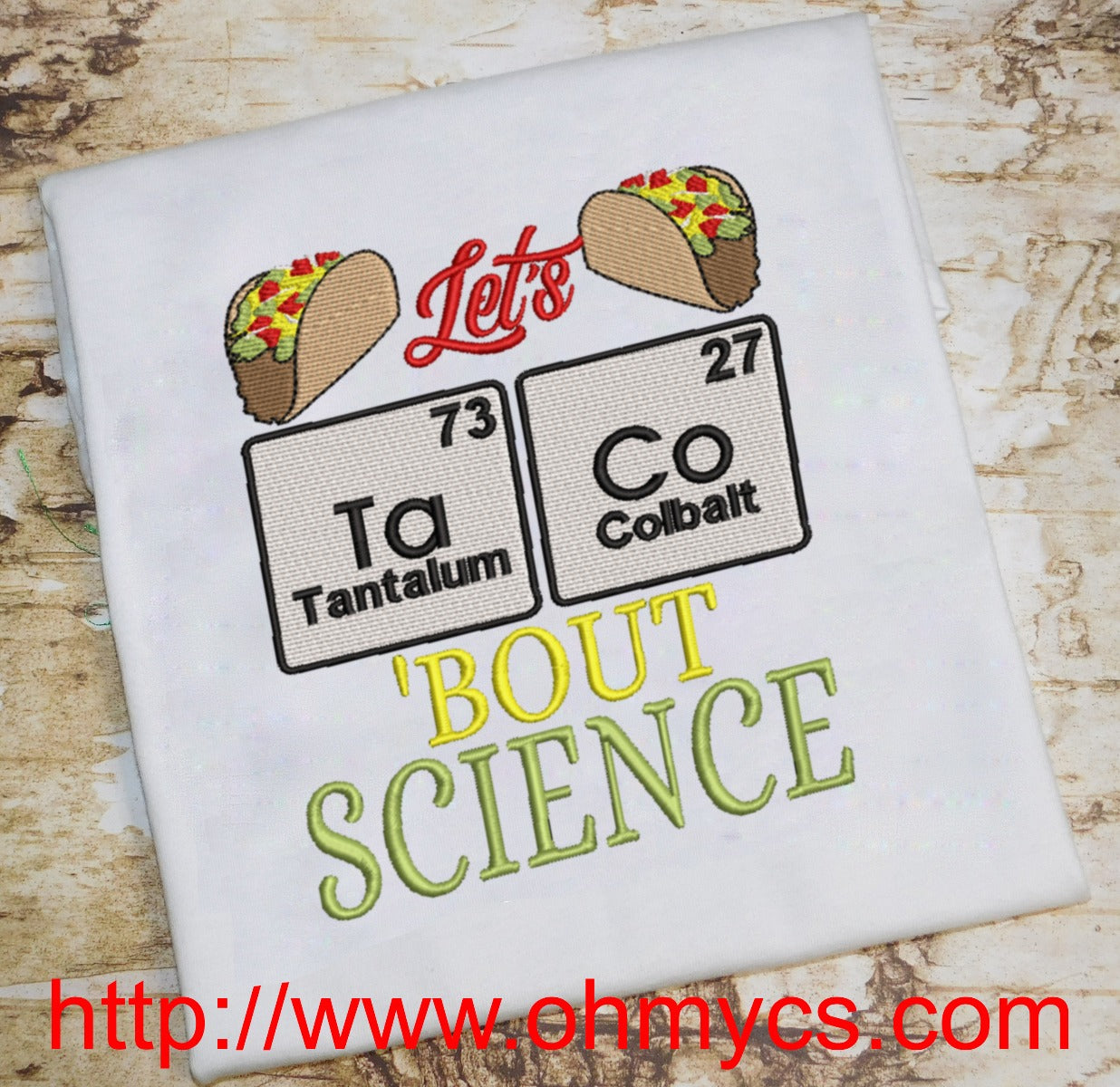TaCo bout Science Embroidery Design