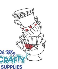 Sketch Tea Cup 51422 Embroidery Design