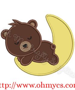 Teddy bear moon applique design