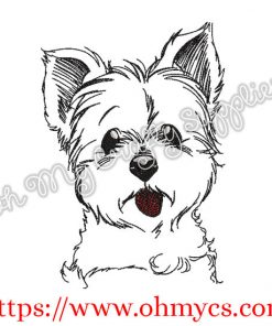 Terrier Pup Sketch Embroidery Design
