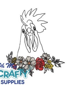 Floral Rooster Embroidery Design