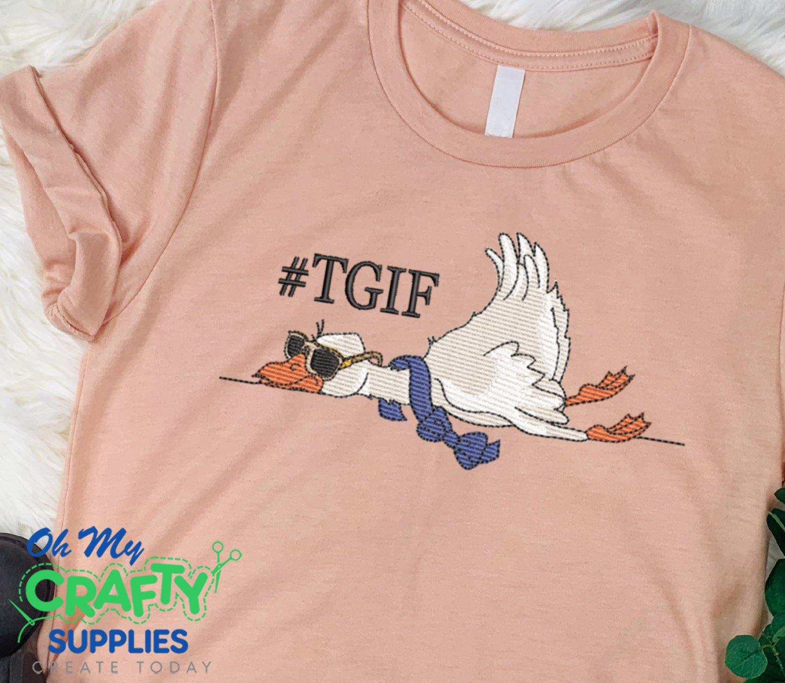 TGIF Duck Embroidery Design