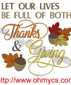 Thanks and Giving Embroidery Design