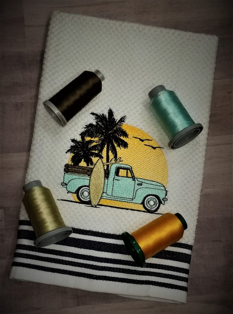 Surfer Truck Embroidery Design