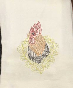 Henna Framed Rooster Embroidery Design