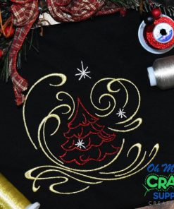 Satin Swirl Christmas Embroidery Design