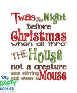 Twas the Night Before Embroidery Design