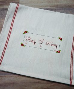 Vintage Hugs and Kisses Line Stitch Embroidery Design