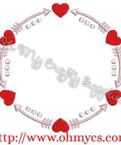 Valentine Monogram Circle Embroidery Design