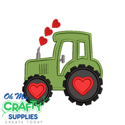 Valentine Tractor Applique Design