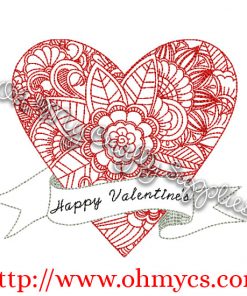 Happy Valentine's Embroidery Design