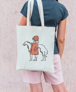 Vintage Girl with Dog Embroidery Design