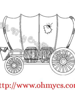 Covered Wagon Sketch Embroidery Design