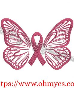 Watercolor Hope Butterfly Awareness Ribbon Embroidery Design
