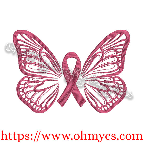 Watercolor Hope Butterfly Awareness Ribbon Embroidery Design
