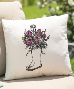 Watercolor Sketch Floral Boot Embroidery Design