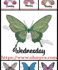 Weekday Butterflies Embroidery Designs