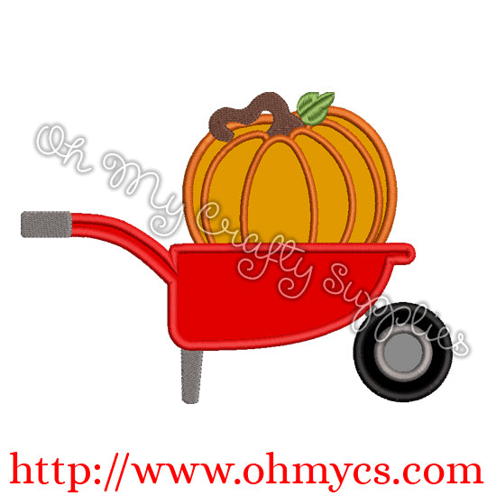 Wheel Barrel with Pumpkin Embroidery Applique