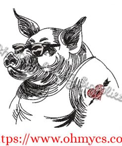 Wild Hog Sketch Embroidery Design