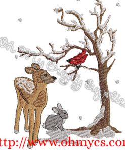 Winter Animal Embroidery Design