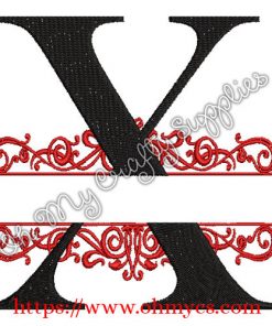 X Split Letter Embroidery Design
